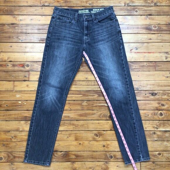 LEVIS Signature men’s jeans regular taper faded soft black denim size 30 tapered - Picture 8 of 12